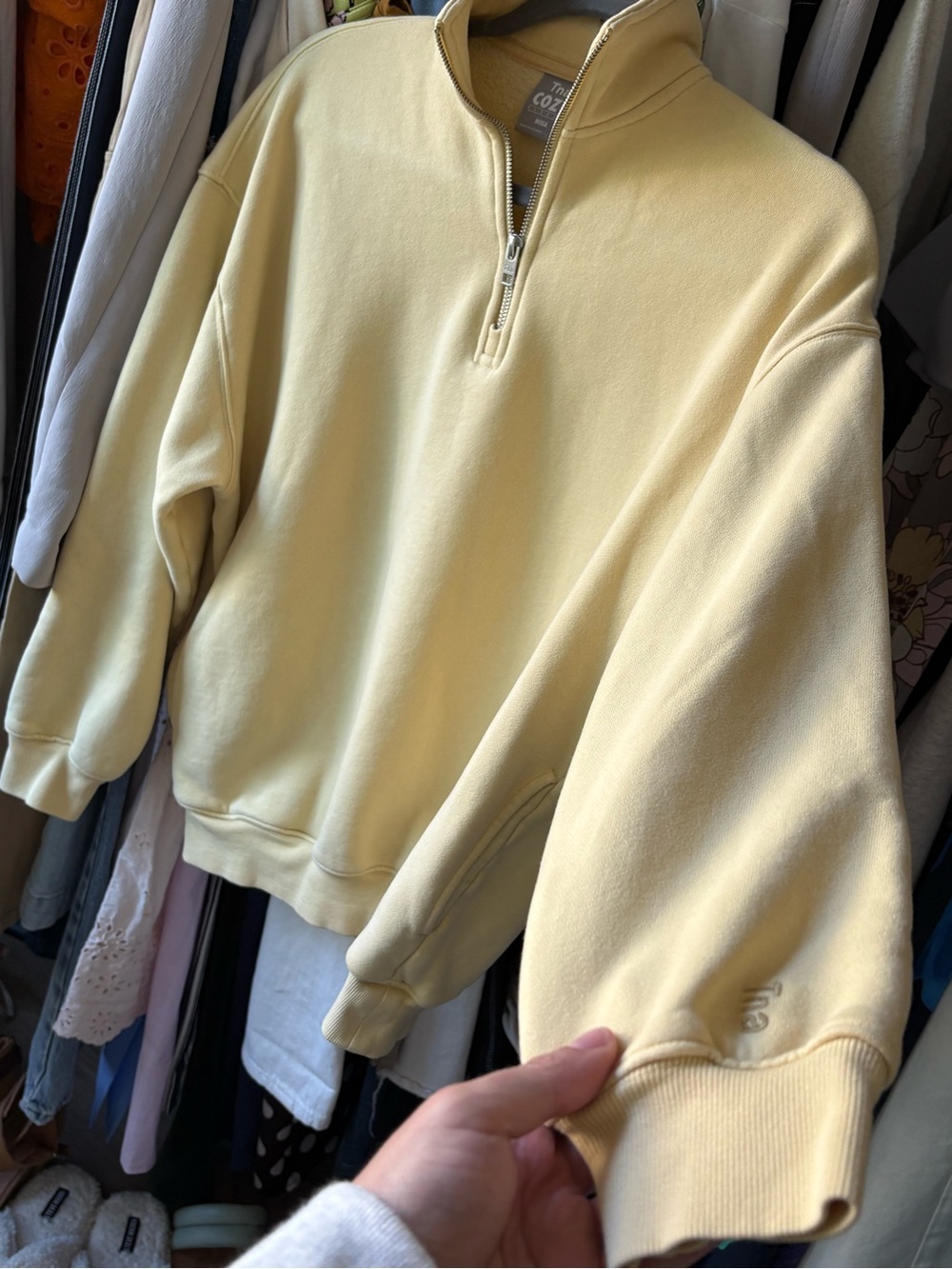 TNA Mega Quarter-Zip Soft Yellow Pullover Sweatshirt - Picture 3 of 13
